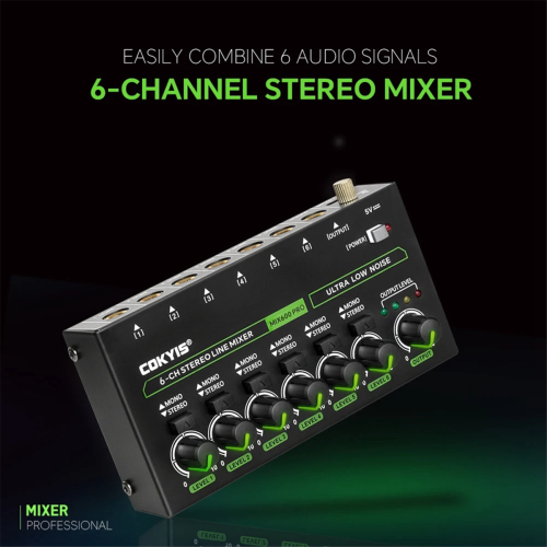 MIX600 PRO Στερεοφωνικός Μίκτης Γραμμής 6 Καναλιών EU PLUG 1
