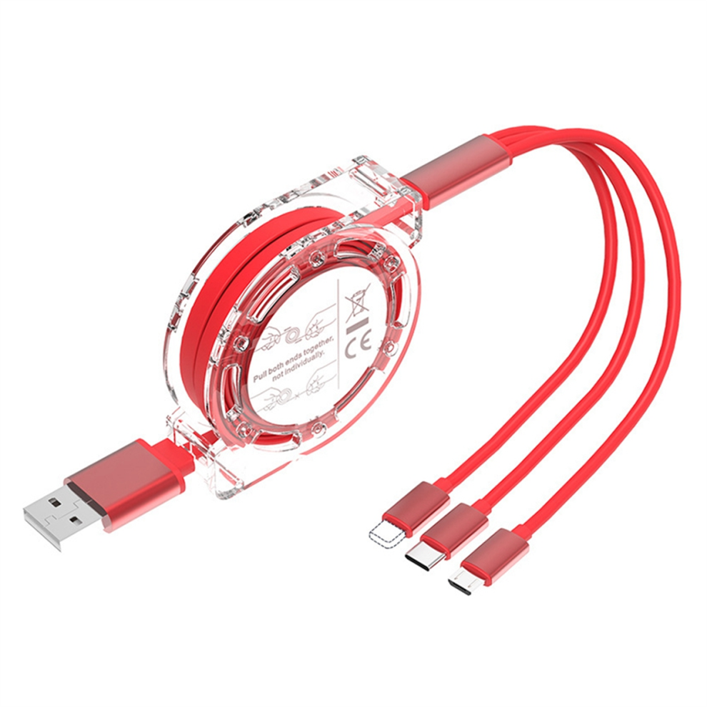 Retractable Charging Cable 0.9M 3In1 Charger Cord Adapter Connector 4853732245746