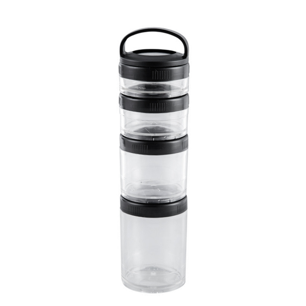 Bez Marki 4 Stackable Snack Cups For School And Travel Transparent Black