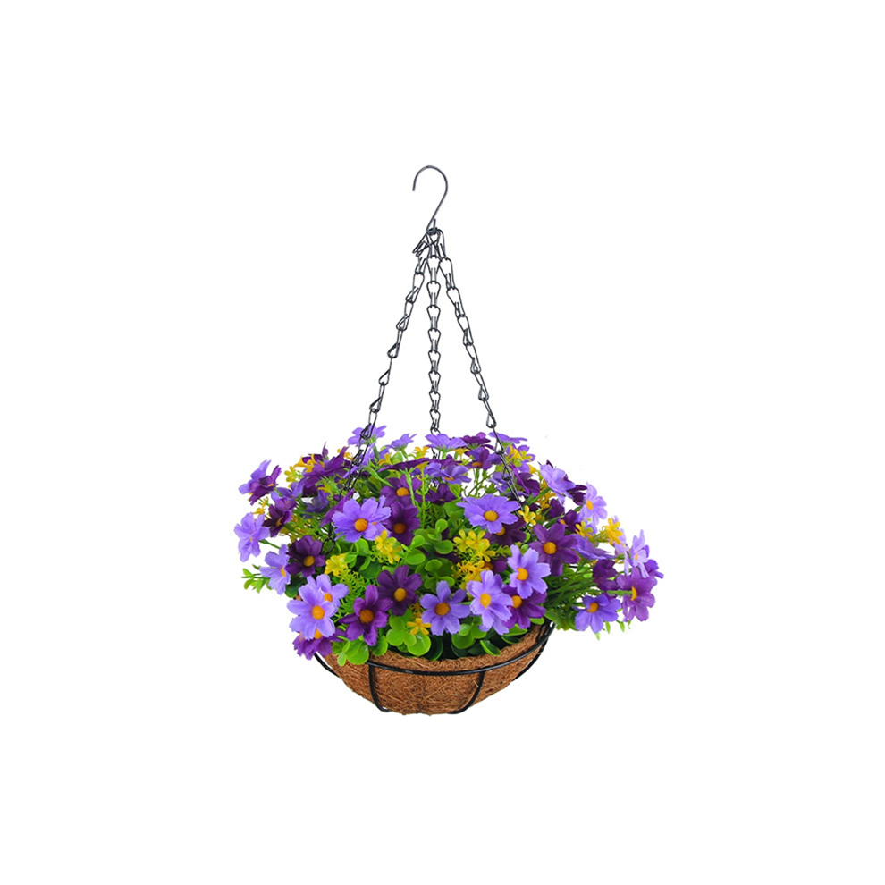 Artificial Hanging Flowers in Basket for Lawn Decor Indoor-