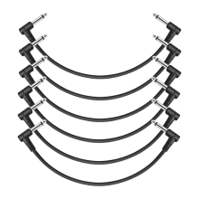Cabos de patch para guitarra, cabos para pedais de efeitos de guitarra, pretos, pacote com 6, 30 cm