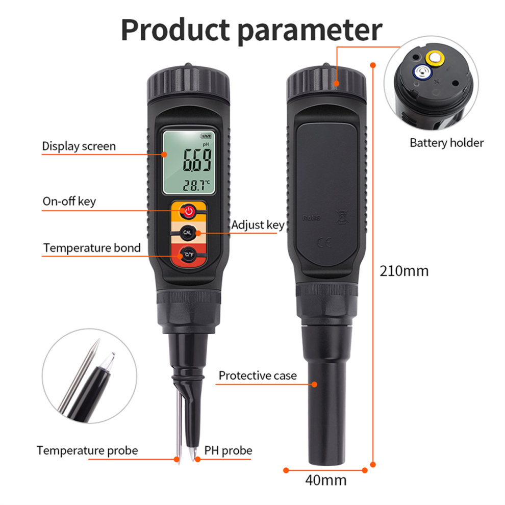 Bez Marki Digital Food Ph Meter 0.00-14.00 For Meat Cheese Bread Analyzer Meter