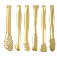 Set van 6 voedseltangen, voedsel- en broodtangen, keukenbenodigdheden, goud