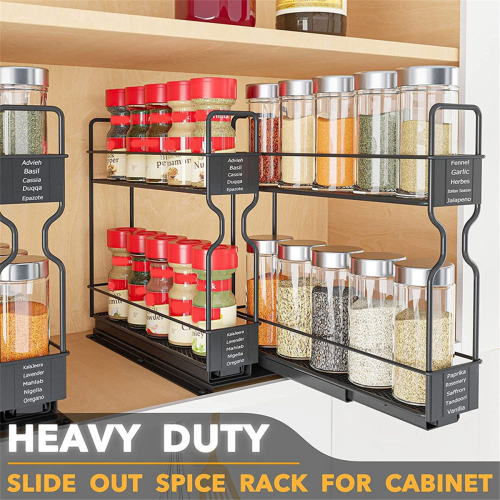 Spice Rack Organizer, 2-Tier Pull Out Seasoning Rack for Cabinet 2