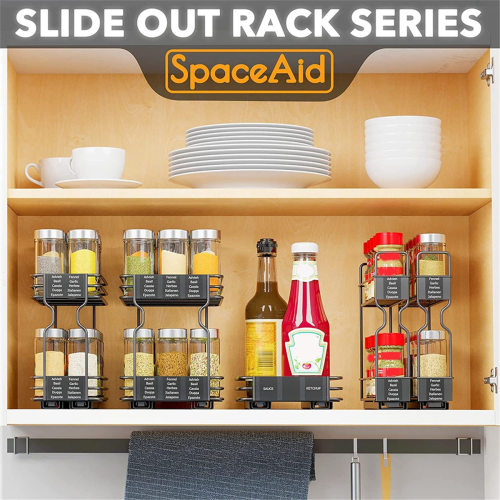 Spice Rack Organizer, 2-Tier Pull Out Seasoning Rack for Cabinet 1