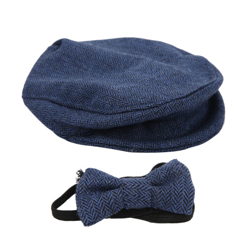 Papillon blu scuro per cappello da gentiluomo 28cm 6.5cm 0-1m 1