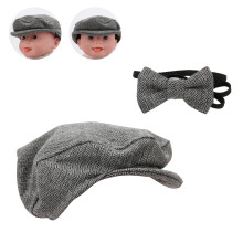 Casquette plate nœud papillon accessoire 28 cm/11 po 6,5 cm Noir Gris