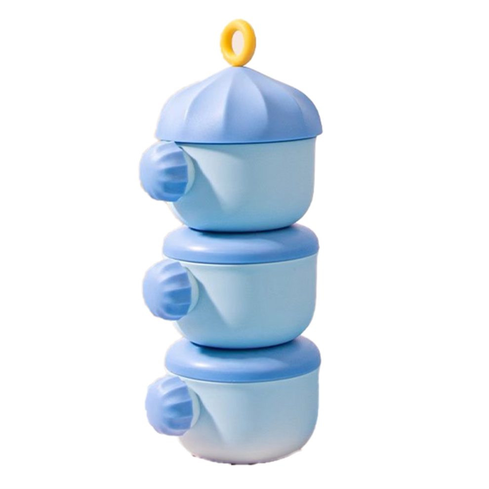 3-Layer Milk Powder Dispenser, Stackable And Portable, Blue