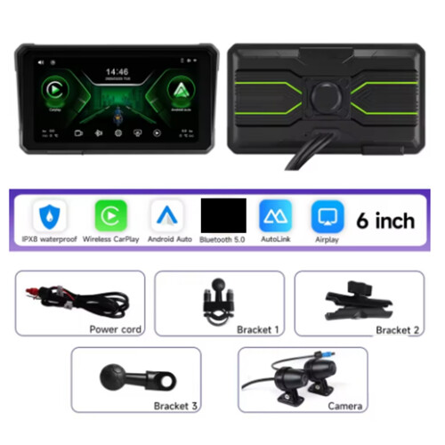 6 Inch Motorcycle 2K HD Multimedia Player GPS Navigation Wireless 1