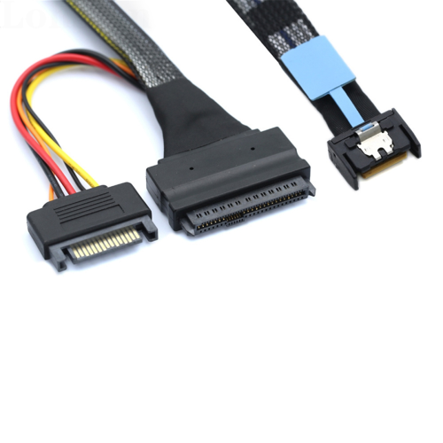 Gen5 MCIO Slimline SFF-8654 4I - SAS 8639 U.2 -sovitinkaapeli 1m 2