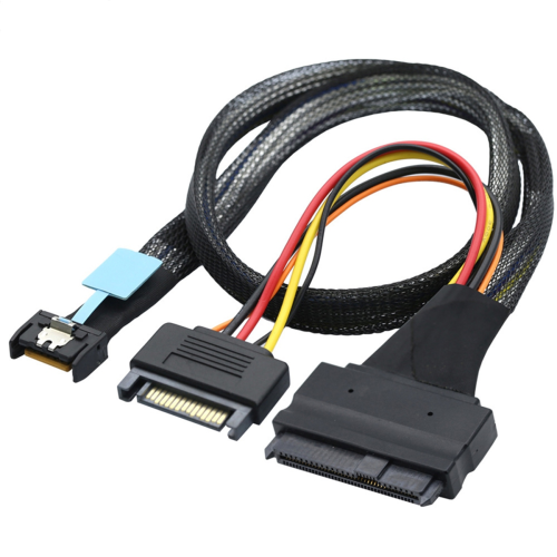 Gen5 MCIO Slimline SFF-8654 4I - SAS 8639 U.2 -sovitinkaapeli 1m 1