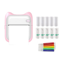 Draagbare thermische stickerprinter, met 10 rollen papier en 5 kleurenpennen