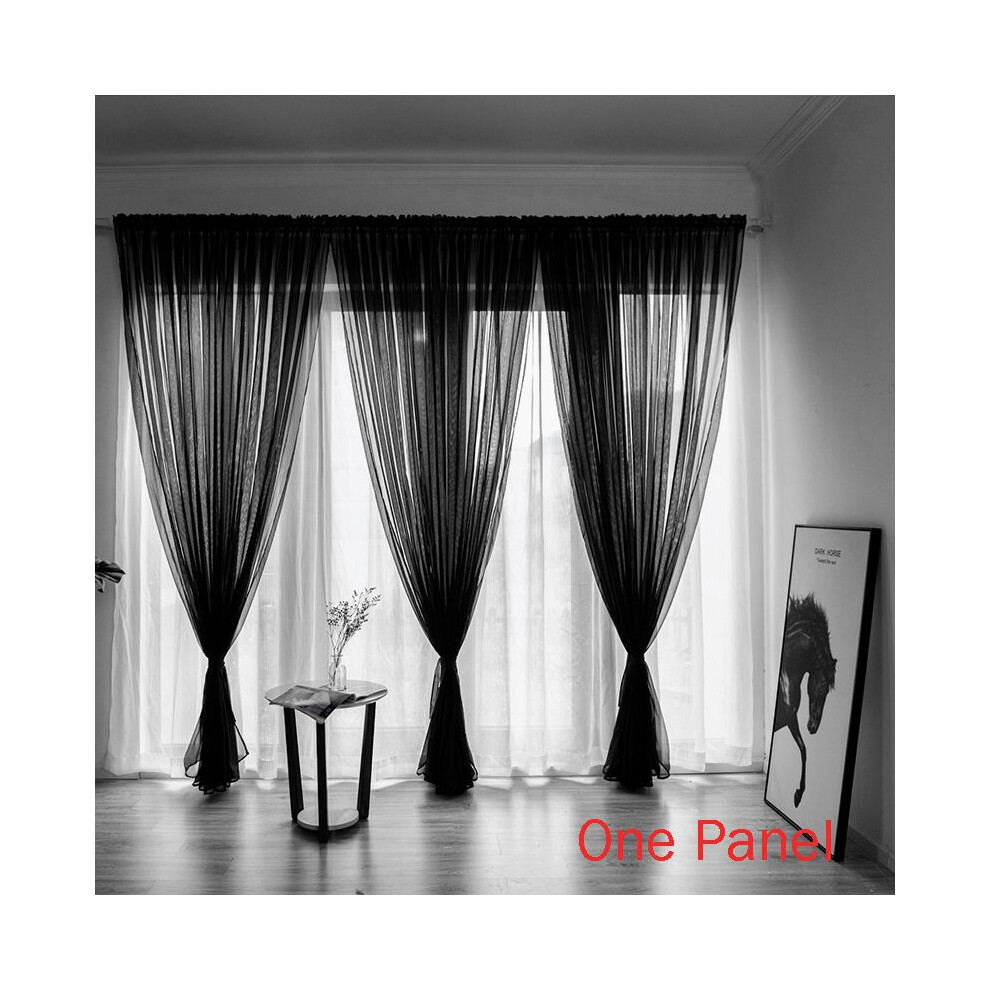 (Black,200*270Cm/78.7*106.3In)Elegante Cortina De Ventana De Panel Transparente Liso Todos Los TamañOs Todos Los Colores Panel 1-image