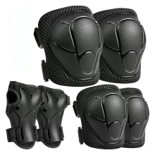 Kids Protective Gear Set Knee Elbow Pads with Wrist Guards Black