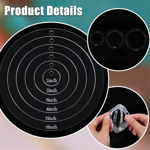 6 Pcs Circle Quilting Acrylic Template 1/2/3/4/5/6 Inch Circle Ruler 2