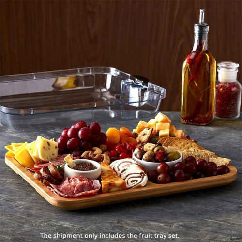 Wooden Cheese Board Snack Tray with Grid 1