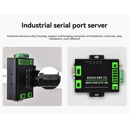 Serial Server RS232/485 to WiFi POE Network Port 1