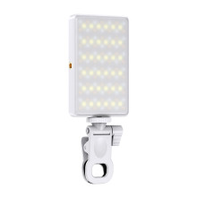 Lampe LED bicolore pour selfie avec clip et batterie rechargeable 3000 mAh