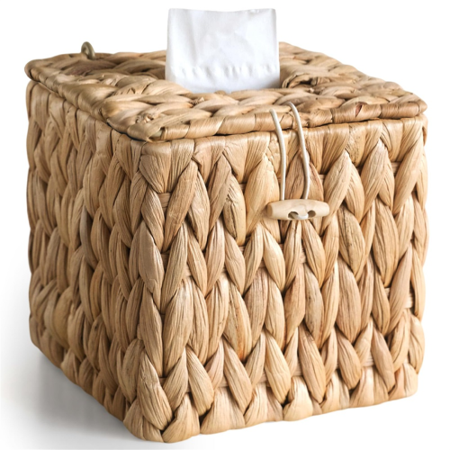 Rattan Tissue Box Cover with Lid, Tissue Box Holder Square