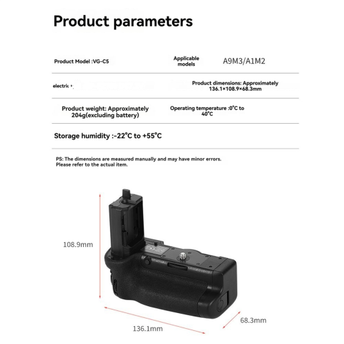 Vertical Battery Grip A1II A9III Camera Holder 1