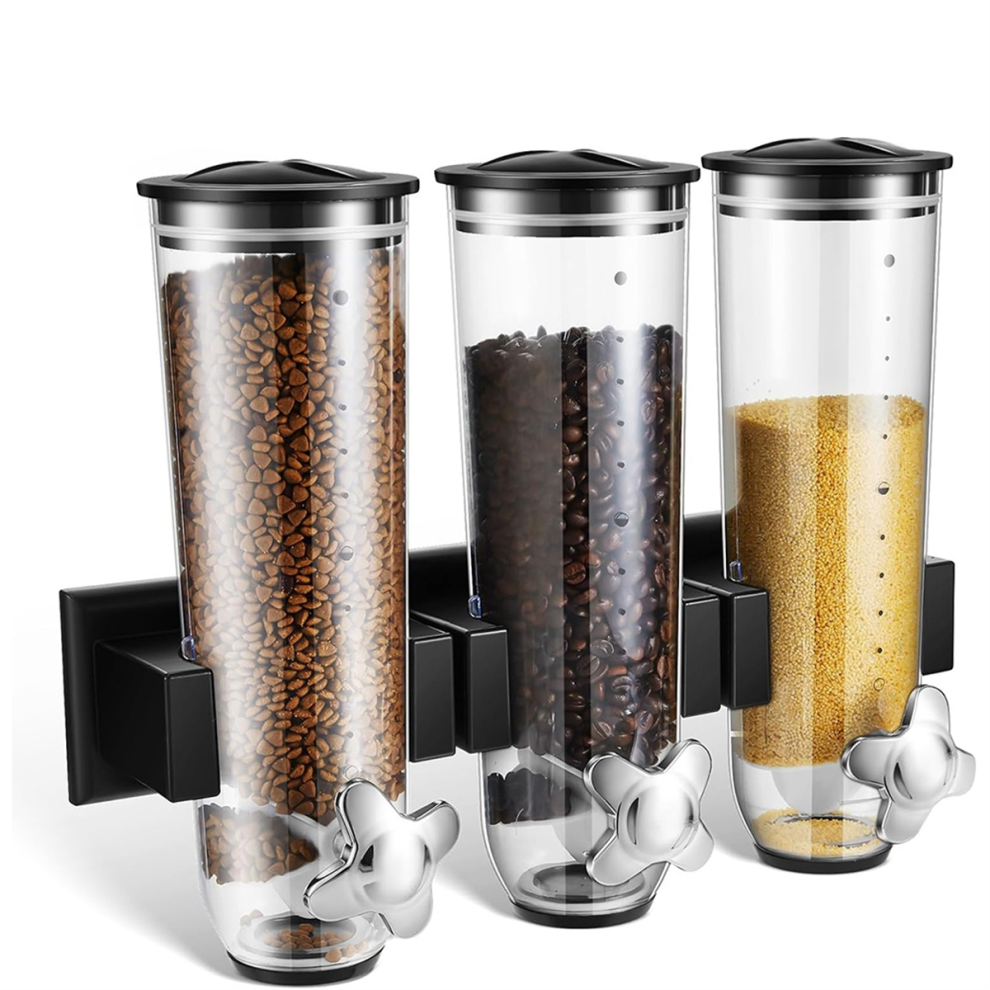 Candy Dispenser Wall Mounted,Triple Dry Cereal Grain Dispenser
