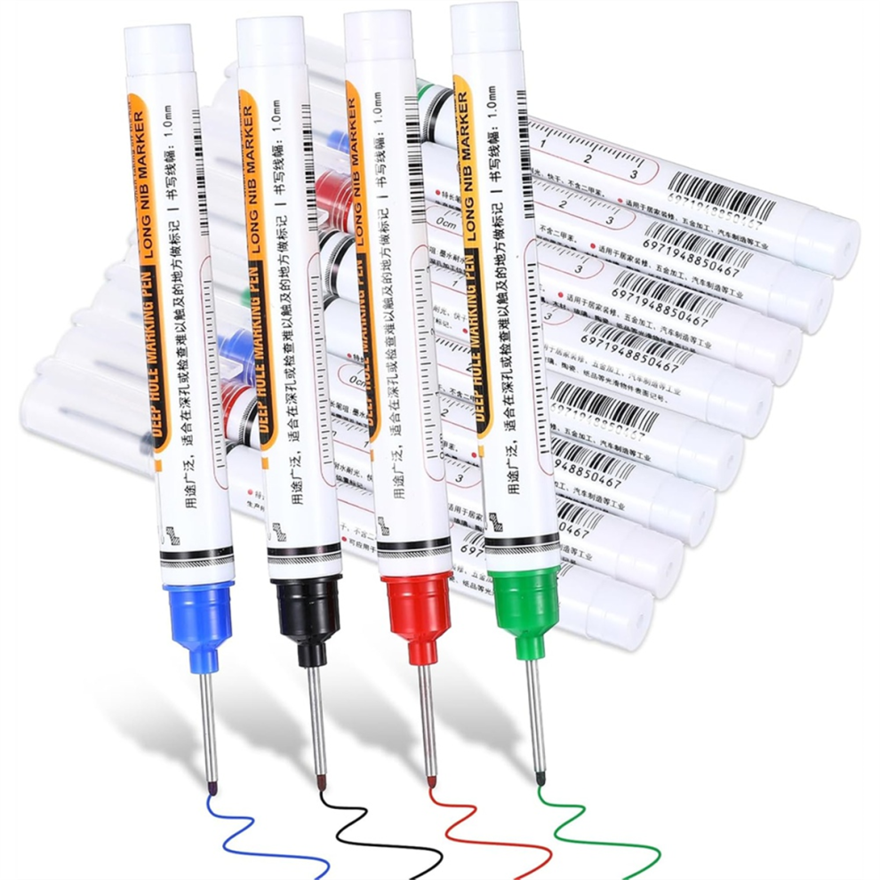 12 Pcs Multipurpose Deep Hole Marker Pens, Long Head Deep Hole Marker 4713813127470