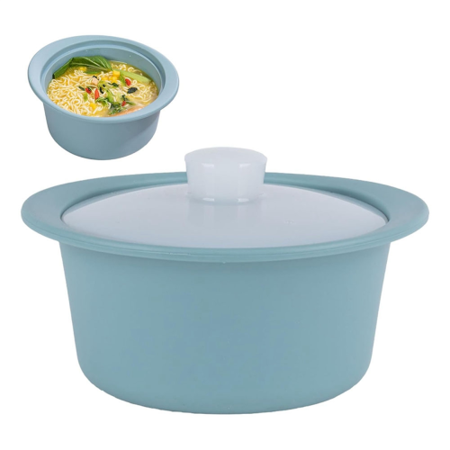 Silicone Microwave Steamer Pot with Handle & Lid Blue 1