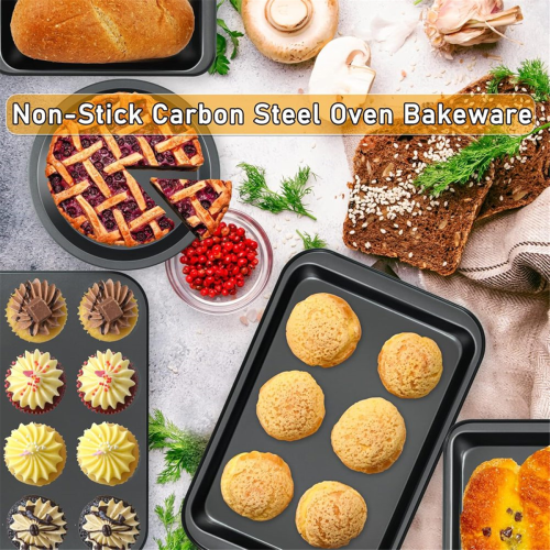 Kitchen 5-Piece Nonstick Bakeware Set - Round/Square Cake Pans 2