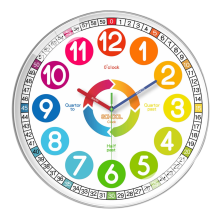 Kids Wall Clock - Non-Ticking, Battery-Operated Time Teaching Clock