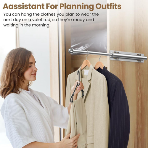 12 Inch Valet Rod for Closets Pull Out with 4 Hooks 2