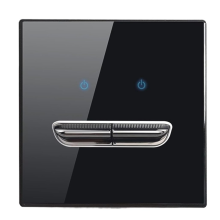 Wall Light Switch 2 Gang Tempered Glass Panel Blue LED Night Light