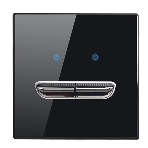 Wall Light Switch 2 Gang Tempered Glass Panel Blue LED Night Light