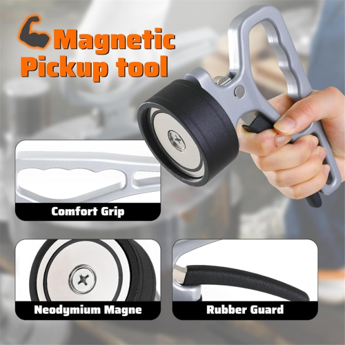 Magnetic Pickup Tool,Stainless Steel Lifting Magnet Sweeper,2Pcs 1