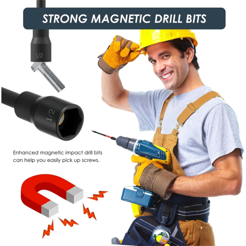 Magnetic Nut Driver Set for Impact Drill, (5 Pcs-SAE) 2