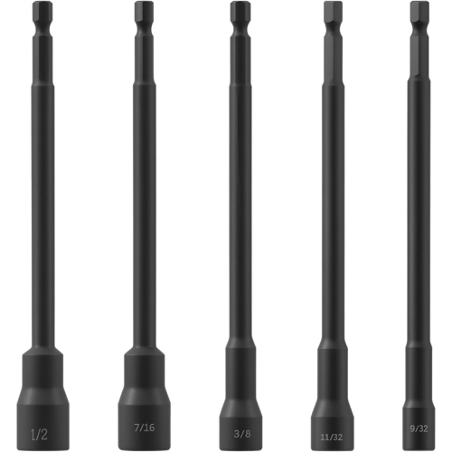 Magnetic Nut Driver Set for Impact Drill, (5 Pcs-SAE)