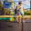 Trampoline basketbalringset met pomp en minibal 6