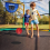 Trampoline basketbalringset met pomp en minibal 5