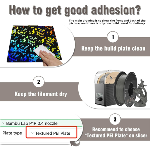 PEY PEI Build Plate for Bambu-Lab X1/X1C/X1E/P1P/P1S/A1 3D Printer,A 1