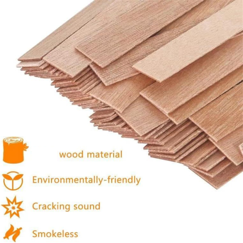 120 pavios de madeira para velas, 5,1 x 0,5 polegadas, pavios de madeira natural sem fumaça 2