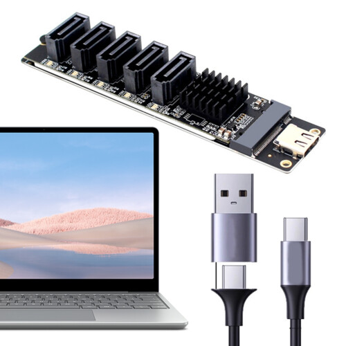 Κάρτα προσαρμογέα SATA 3.0 τύπου C σε 5 θύρες, τσιπ 6Gbps JM575&JMS580 2
