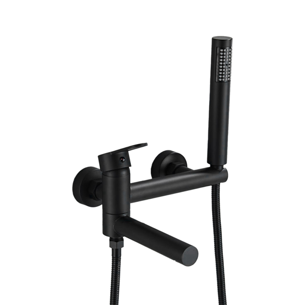 Matte Black Wall-Mounted Bathtub Faucet With Swivel Spout 4851642730826