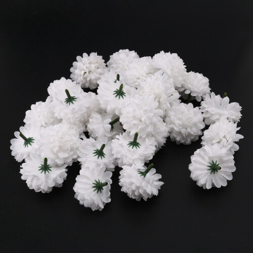 30 pcs Carnations Artificial Flower Silk Spherical Heads White 1