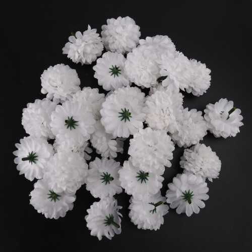 30 pcs Carnations Artificial Flower Silk Spherical Heads White 2