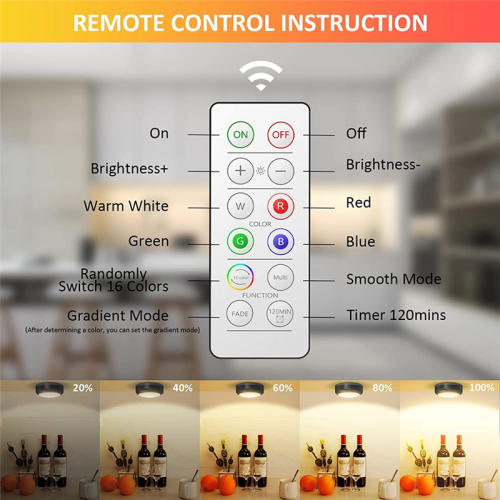 Puck Lights with Remote,16 Colors LED Under Cabinet Lights Wireless 1
