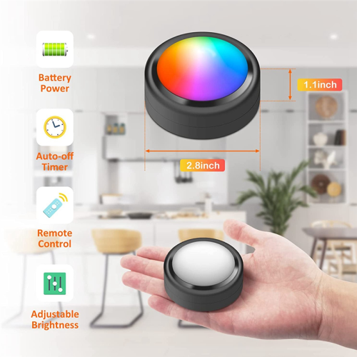 Puck Lights with Remote,16 Colors LED Under Cabinet Lights Wireless 2
