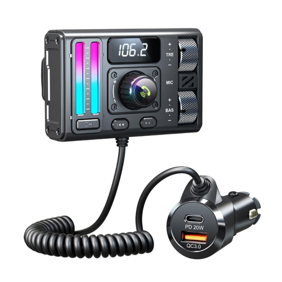 Bluetooth-Compatible Fm Transmitter For Car Pd20w Qc3.0 Usb Charging 4854231755996