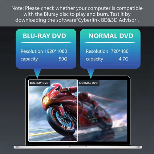 Unidade externa Blu-ray 2 em 1 USB 3.0 tipo C para PC e laptop 2