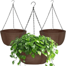Vaso suspenso para plantas externas, 10 polegadas, vaso de tecido com corrente