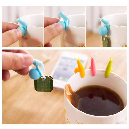 10Pack Cute Snail Shape Silicone Cup Hanger Tool Tea Bag Holder 1