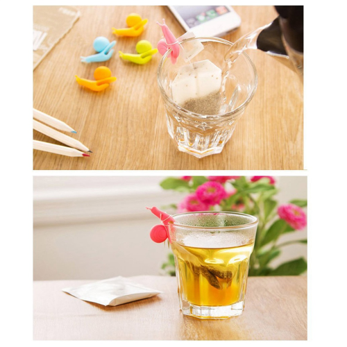 10Pack Cute Snail Shape Silicone Cup Hanger Tool Tea Bag Holder 2